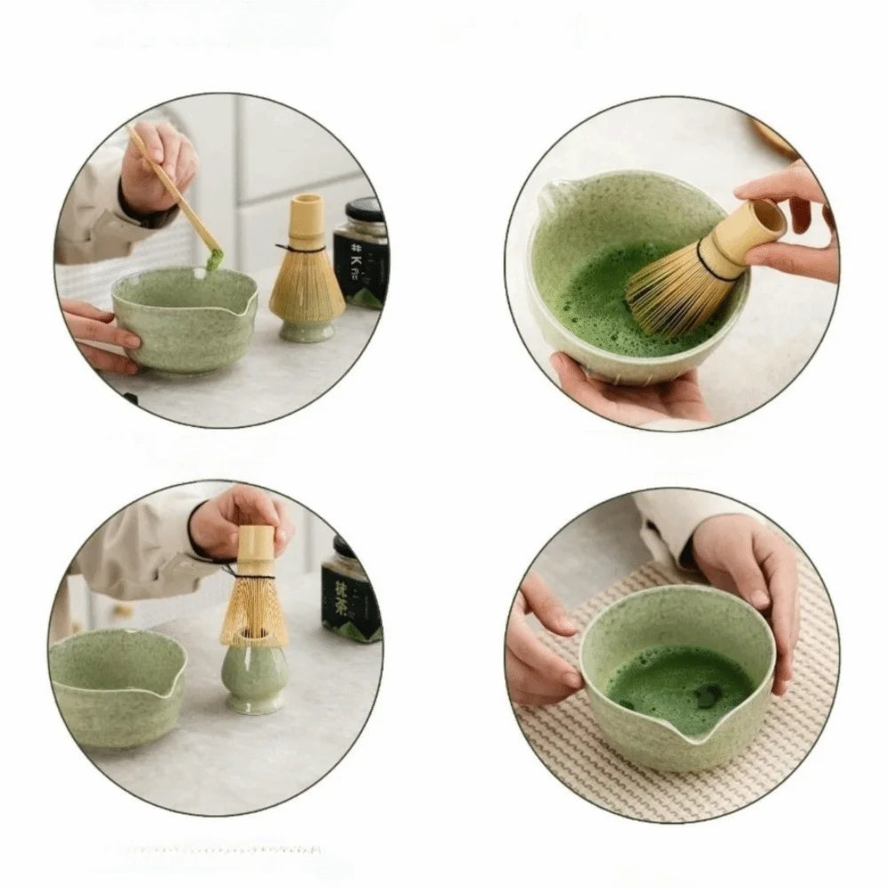 Tea Sticks Japanese Matcha Tea Set Matcha Spoon Tea-Making Tools Matcha Brush Match Bowl Bamboo Ceramic Matcha Whisk Set