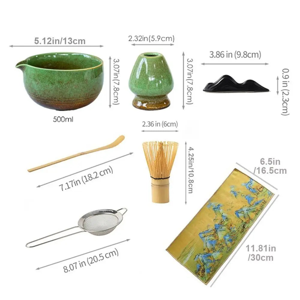 Tea Sticks Japanese Matcha Tea Set Matcha Spoon Tea-Making Tools Matcha Brush Match Bowl Bamboo Ceramic Matcha Whisk Set