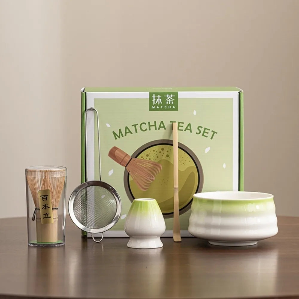 Tea Sticks Japanese Matcha Tea Set Matcha Spoon Tea-Making Tools Matcha Brush Match Bowl Bamboo Ceramic Matcha Whisk Set