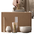 Matcha Bowl with Spout Japanese 4 Piece Matcha Powder Kit Matcha Whisk and Holder Matcha Accessories for Enjoy Alone or Share