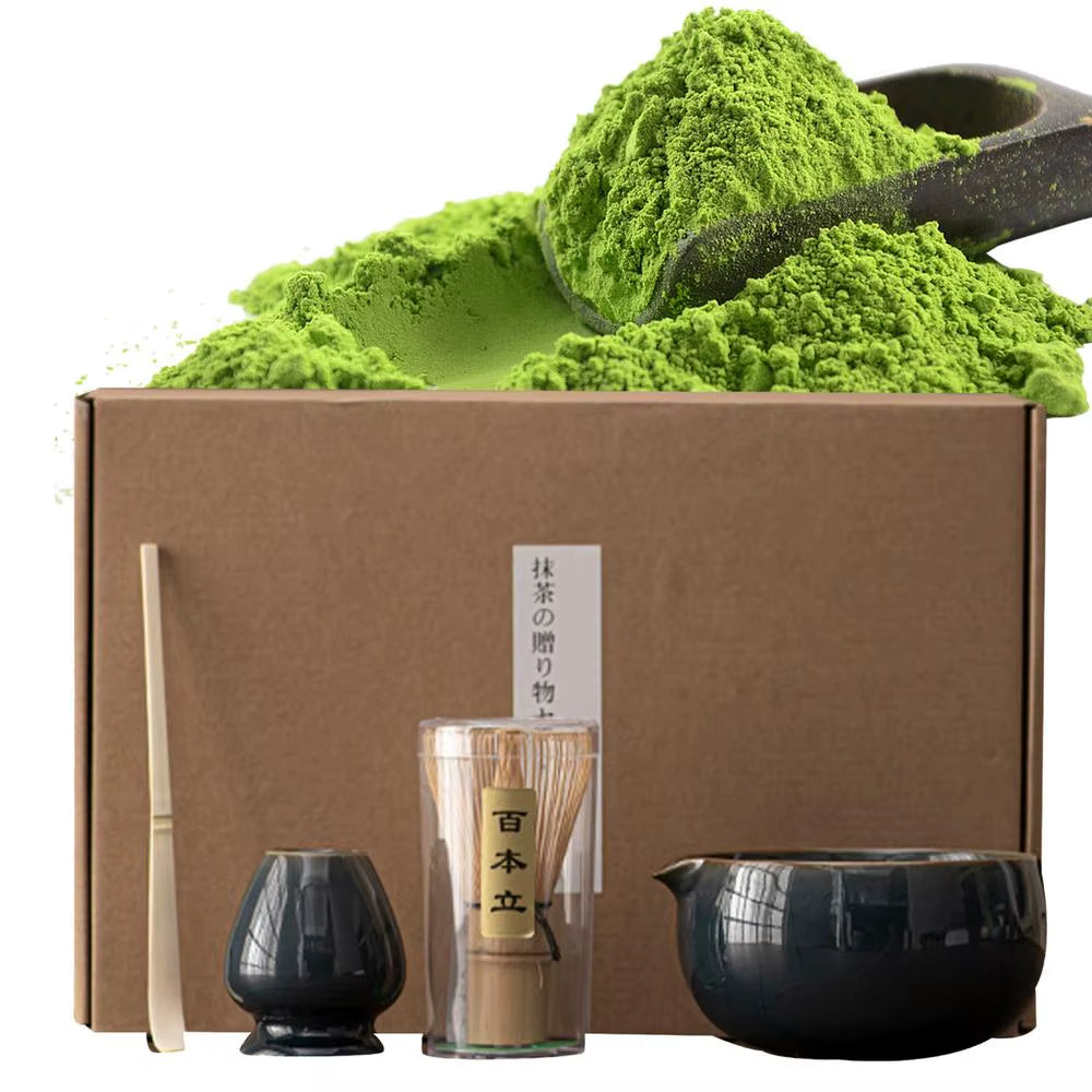 Matcha Bowl with Spout Japanese 4 Piece Matcha Powder Kit Matcha Whisk and Holder Matcha Accessories for Enjoy Alone or Share