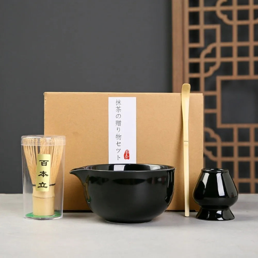 Tea Sticks Japanese Matcha Tea Set Matcha Spoon Tea-Making Tools Matcha Brush Match Bowl Bamboo Ceramic Matcha Whisk Set