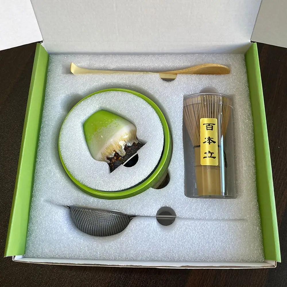 Tea Sticks Japanese Matcha Tea Set Matcha Spoon Tea-Making Tools Matcha Brush Match Bowl Bamboo Ceramic Matcha Whisk Set