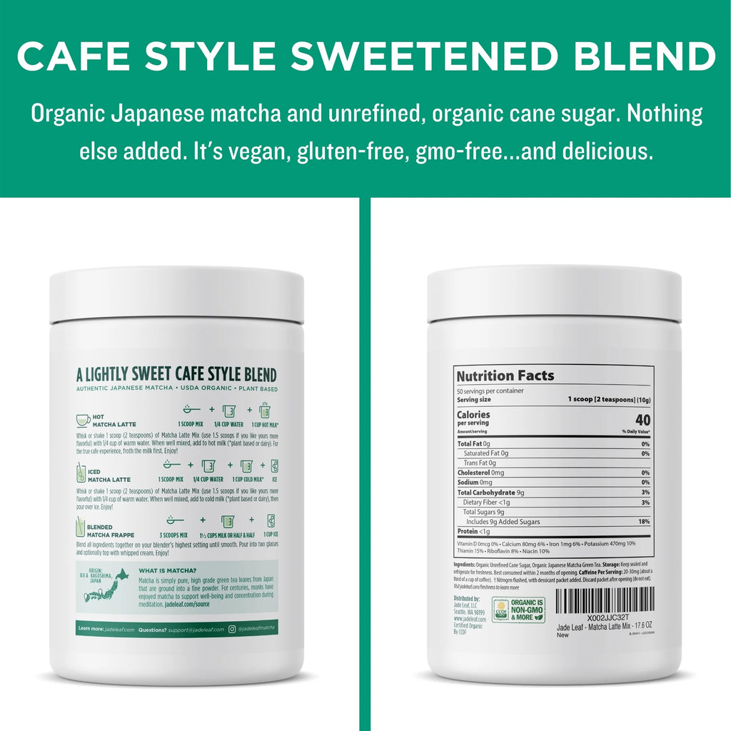 Organic Cafe Style Sweetened Matcha Latte Mix - Original