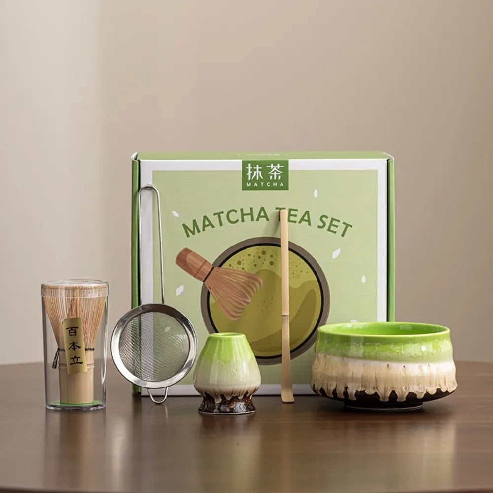 Tea Sticks Japanese Matcha Tea Set Matcha Spoon Tea-Making Tools Matcha Brush Match Bowl Bamboo Ceramic Matcha Whisk Set