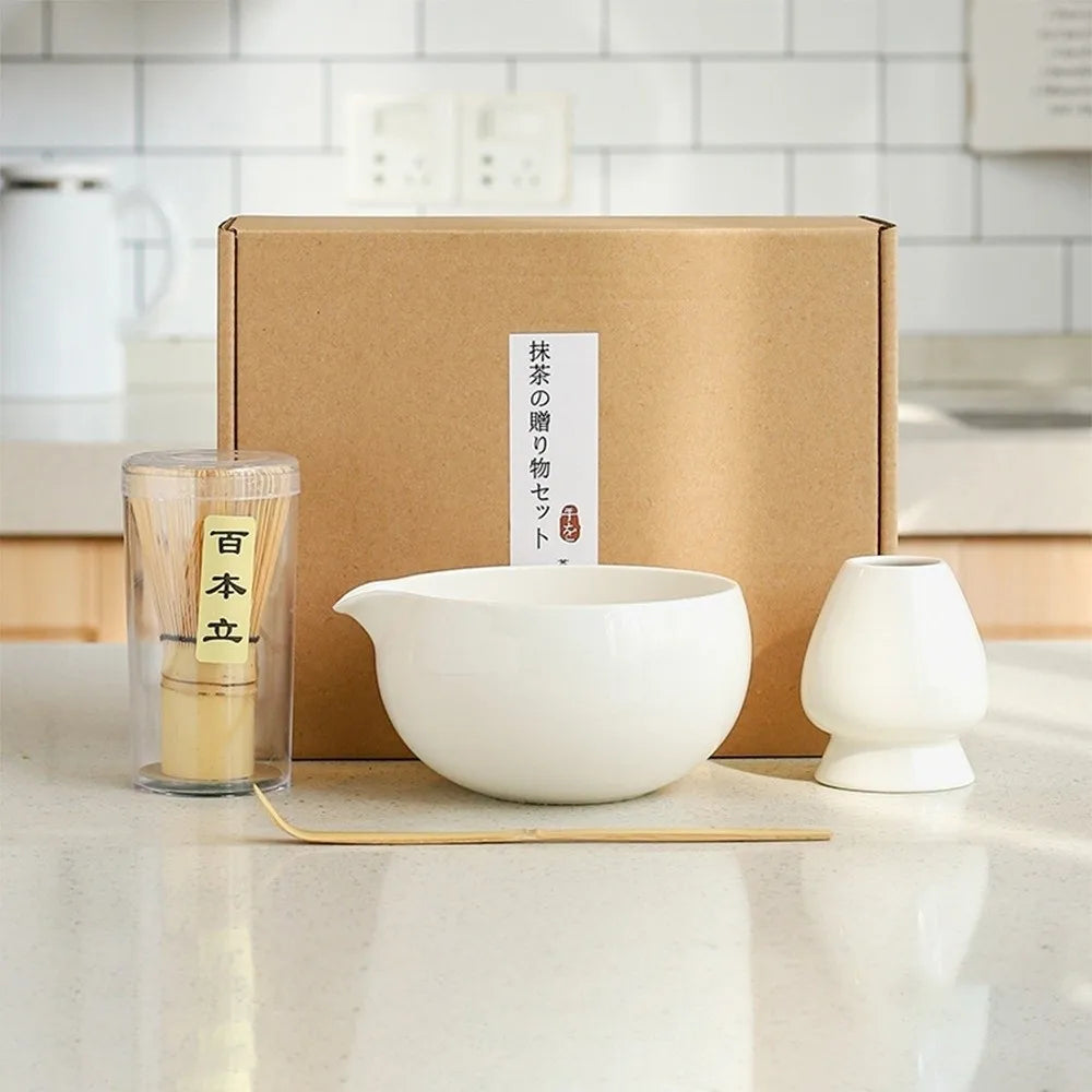 Tea Sticks Japanese Matcha Tea Set Matcha Spoon Tea-Making Tools Matcha Brush Match Bowl Bamboo Ceramic Matcha Whisk Set